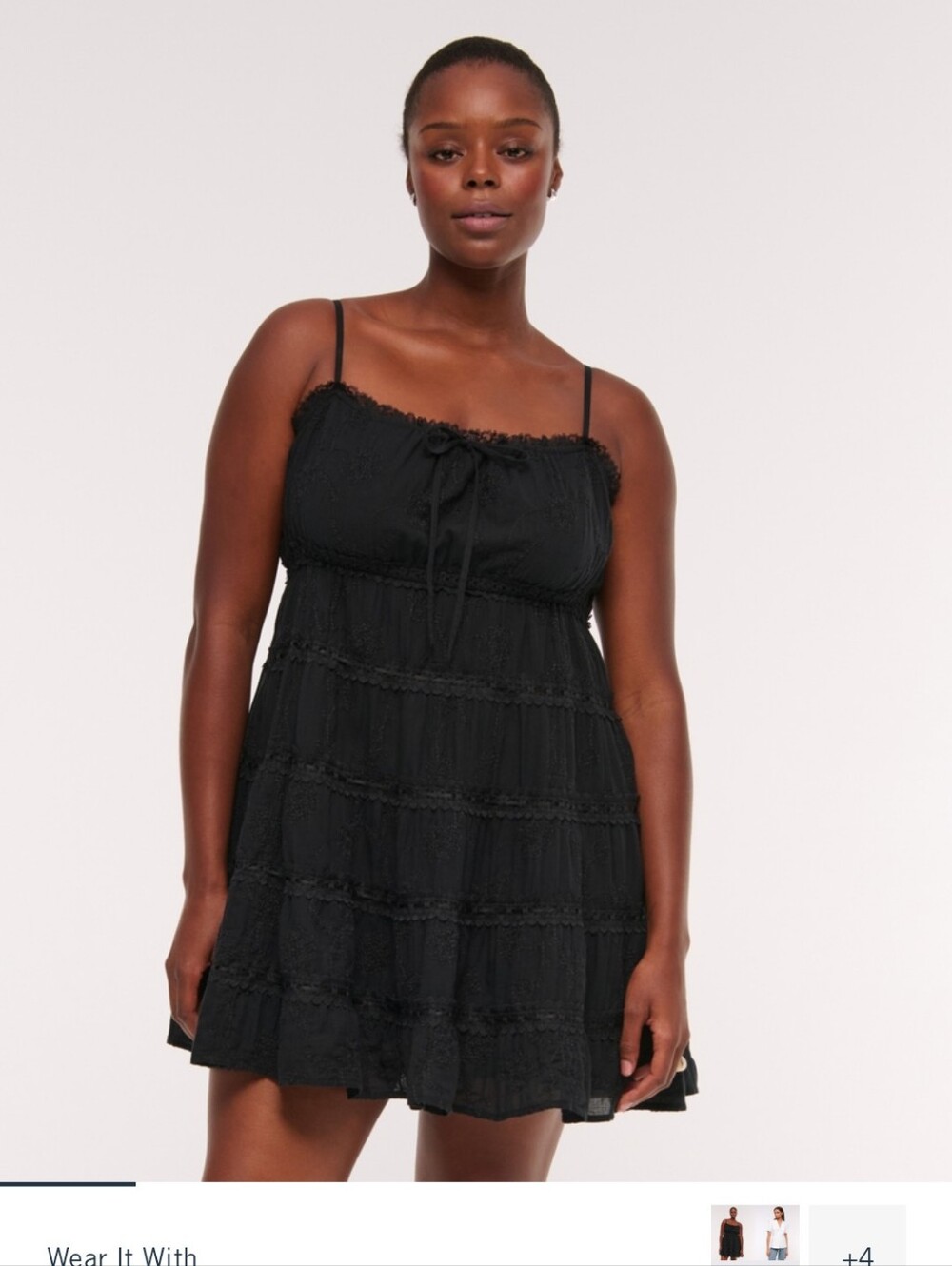 Abercrombie & Fitch Black Tiered Spaghetti-Strap Mini Dress